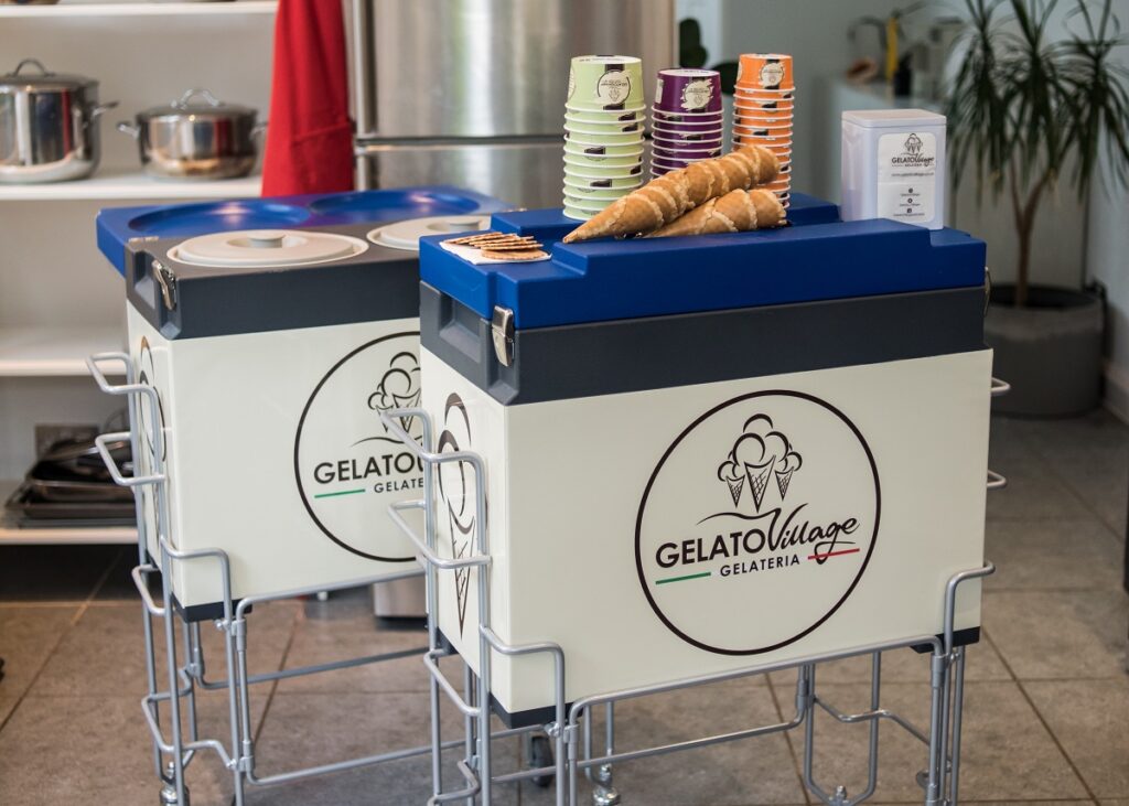 The Gelato Village cool boxes, available for hire for smaller functions